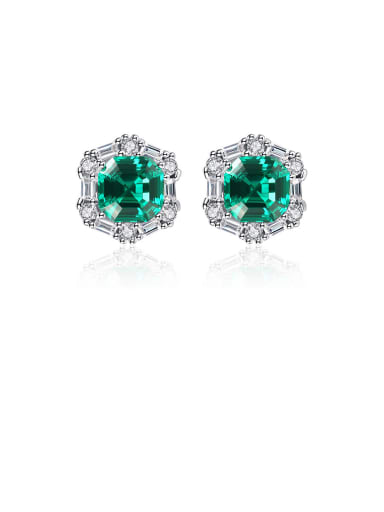925 Sterling Silver With Platinum Plated Delicate Geometric Stud Earrings