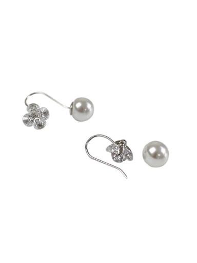 Fashion Artificial Pearl Flowery Zircon Silver Earrings