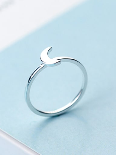 Women All-match Moon Shaped S925 Silver Ring