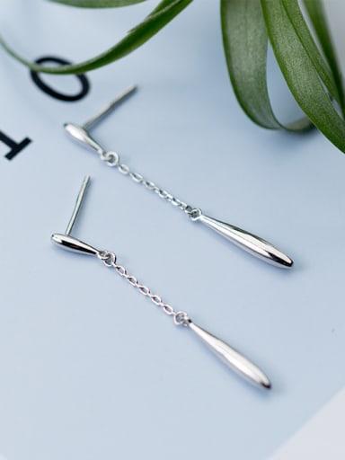 925 Sterling Silver With Platinum Plated Classic Water Drop Drop Earrings