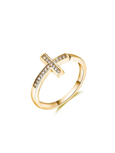 Exquisite 18K Gold Plated Cross Shaped Ring