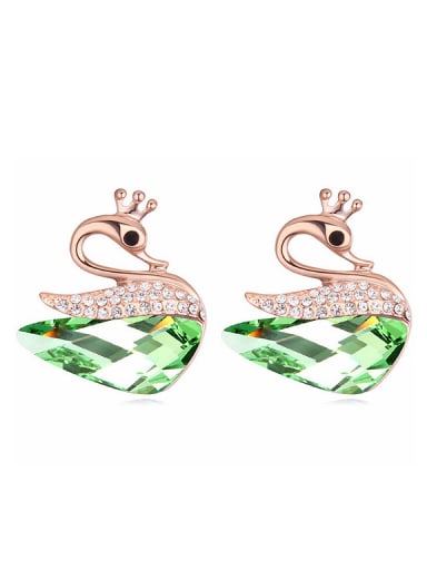 Exquisite austrian Crystals Swan Rose Gold Plated Stud Earrings
