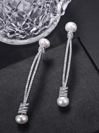 custom New type of zircon cords to imitate Pearl Earrings
