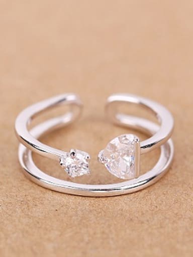 Simple Zircon Two-band Opening Stacking Ring