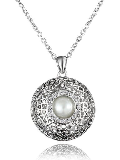 Couples Hollow Design Round Artificial Pearl Necklace