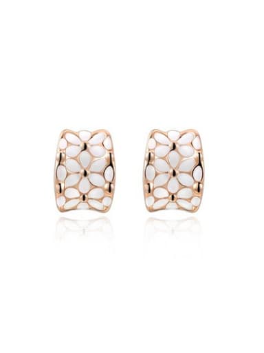 Elegant Geometric Shaped Austria Crystal Enamel Stud Earrings