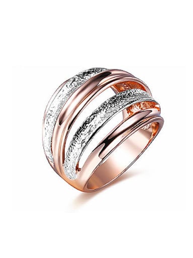 Exaggerated Multi Layer Rose Gold Plated Geometric Ring
