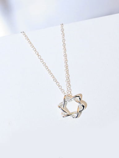Hollow Six-pointed Star Silver Necklace