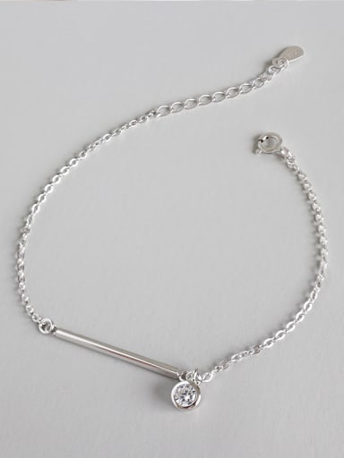Sterling Silver geometric long Zirconia Pendant Bracelet