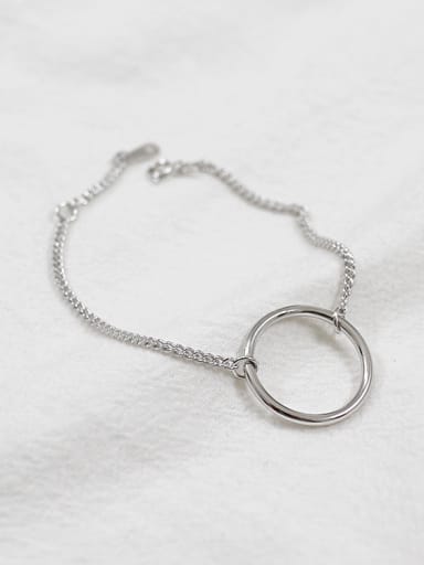 Simple Hollow Round Silver Women Bracelet