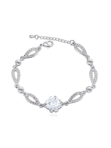 Simple Cubic Flowery austrian Crystals Alloy Bracelet