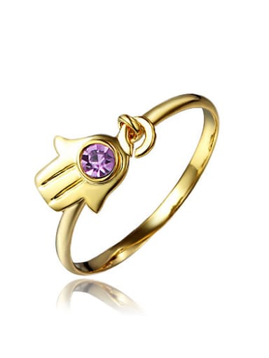 Personality 18K Gold Plated Palm Shaped Zircon Ring