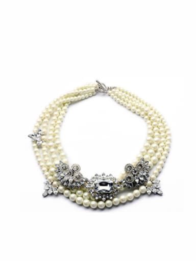 Artificial Pearl Multi -Layer Alloy Necklace