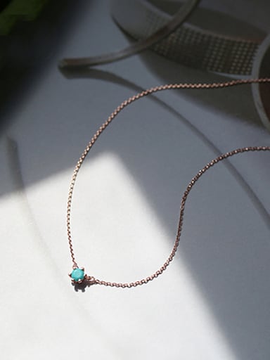 Tiny Turquoise Rose Gold Plated Necklace