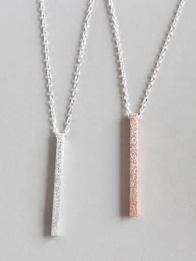 Pure silver wire drawing minimalist style square  Necklace two colors optional