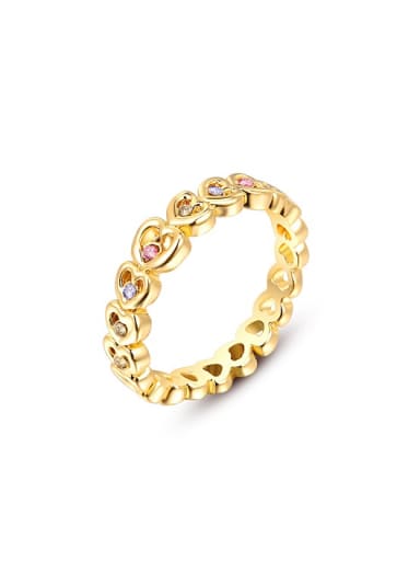 Exquisite 18K Gold Heart Shaped Crystal Ring