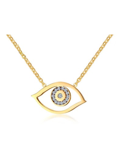 All-match Gold Plated Eye Shaped Rhinestone Necklace