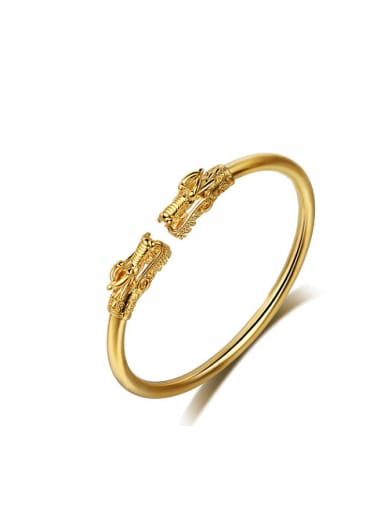 Copper Alloy 24K Gold Plated Retro style Dragon Head Opening Bangle