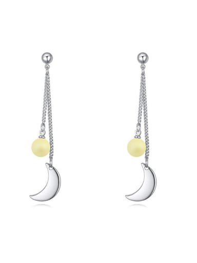 Simple Little Moon Patterns Imitation Pearls Alloy Drop Earrings