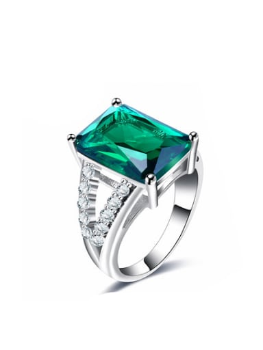 Delicate Green Square Shaped Stone Rhinestone Ring