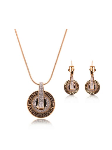 2018 Alloy Imitation-gold Plated Vintage style Rhinestones Round-shaped Four Pieces Jewelry Set