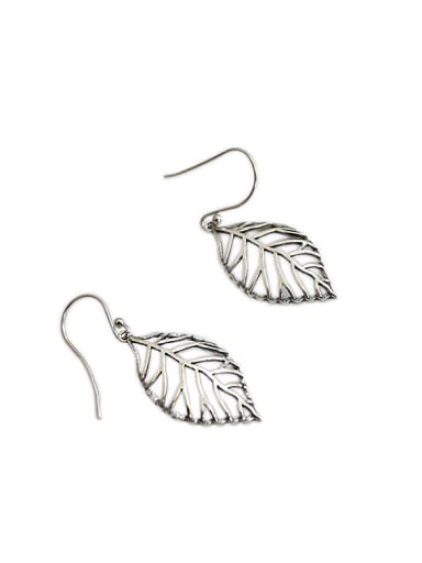 Personalized Hollow Leaf Antique Silver Plated Earrings