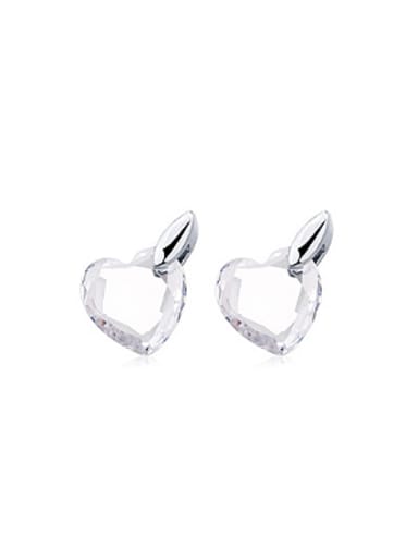 Simple Heart shaped Austria Crystal Stud Earrings