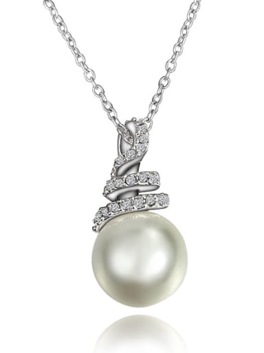 Elegant Platinum plated Artificial Pearl Copper Necklace