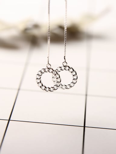 Simple Hollow Round Silver Line Earrings