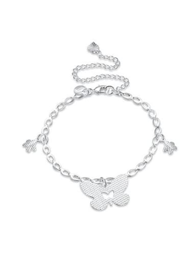 Simple Butterflies Silver Plated Anklet