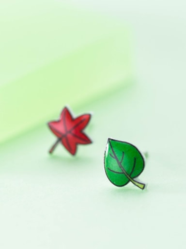 Personality Leaf Shaped Glue Asymmetric Stud Earrings