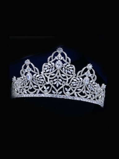 Luxury Zircons Crown-shape Exaggerate Copper Hair Accessories