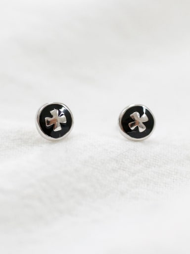 Tiny Round Flowery Silver Stud Earrings