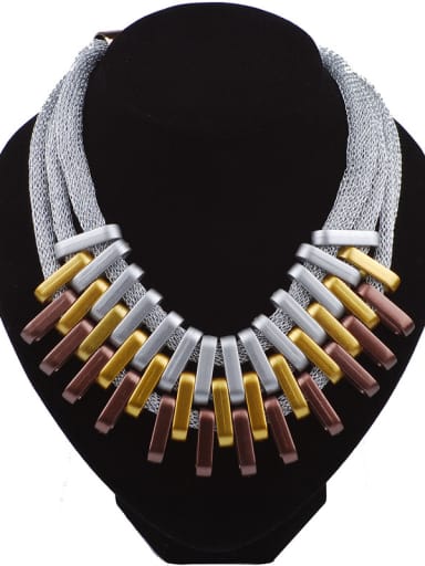Exaggerated Three Layers Alloy Plating Necklace