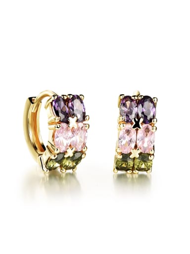 Fashion Oval Colorful Zircon Women Earrings