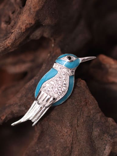 custom Lovely Kingfisher Enamel Brooch