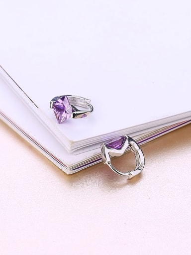 Fashion Purple Zircon Clip Earrings