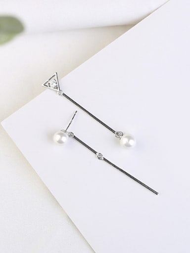 Asymmetrical Freshwater Pearl Silver Earrings