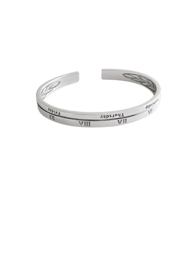 925 Sterling Silver With Platinum Plated Vintage Monogrammed Free Size Bangles