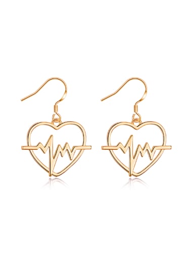 Simple Hollow Heart shaped Copper Earrings