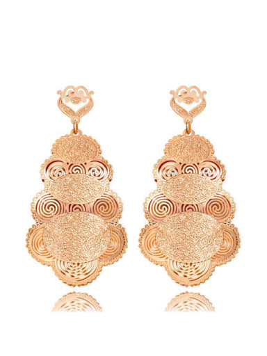 Rose Gold Plated Western Style Flowers -shape Drop Earrings