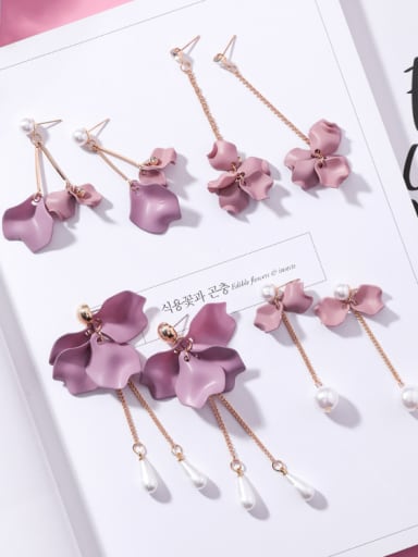 Alloy With Gold Plated Romantic Flower Drop Earrings