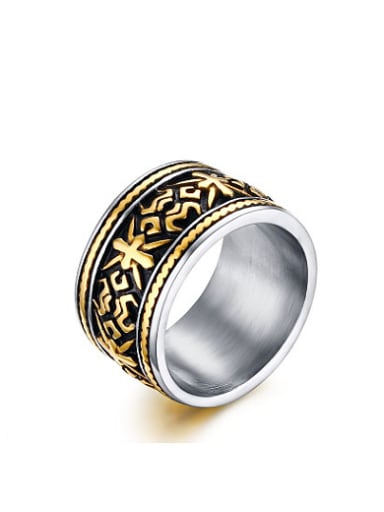 Exquisite Gold Plated Geometric Shaped Titanium Men Ring