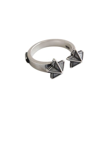 925 Sterling Silver With Antique Silver Plated Vintage Pentagram  Free Size  Rings