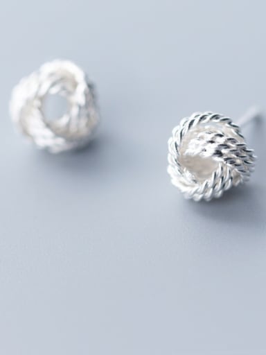 925 Sterling Silver With  Cute  Multi-layer twist winding ball Stud Earrings