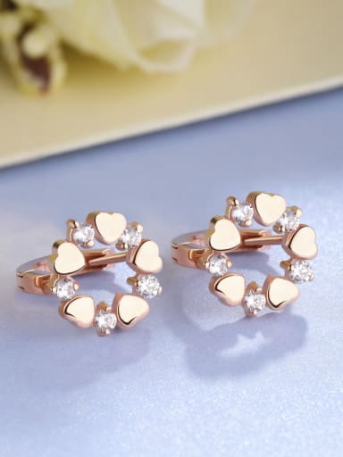 Fashion Tiny Heart Cubic Zirconias 925 Silver Clip Earrings