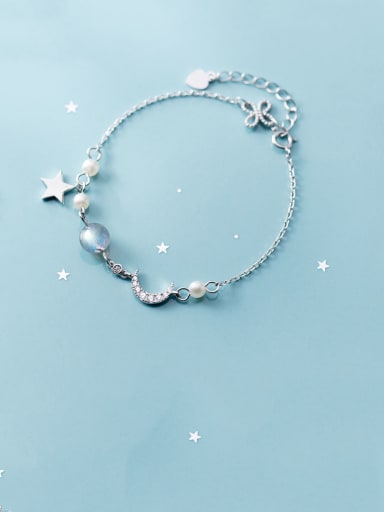925 Sterling Silver With Platinum Plated Trendy Moon Bracelets