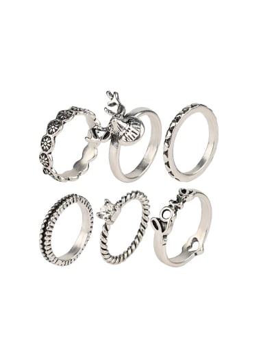 Retro style Personalized Antique Silver Plated Alloy Ring Set