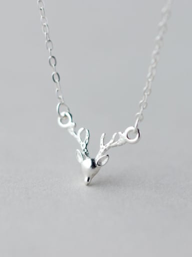 925 Sterling Silver With Platinum Plated Cute Deer Necklaces