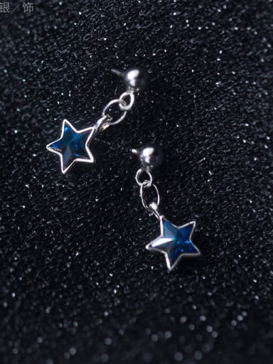 Sterling silver minimalist fashion blue star earrings